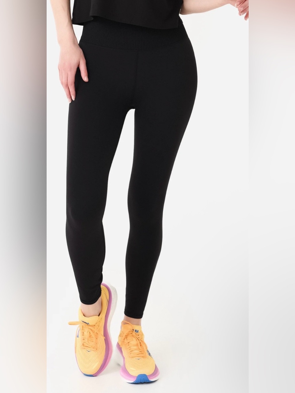 Vuori Women’s High Waisted Ribbed Waistband Black Studio Leggings Size XS